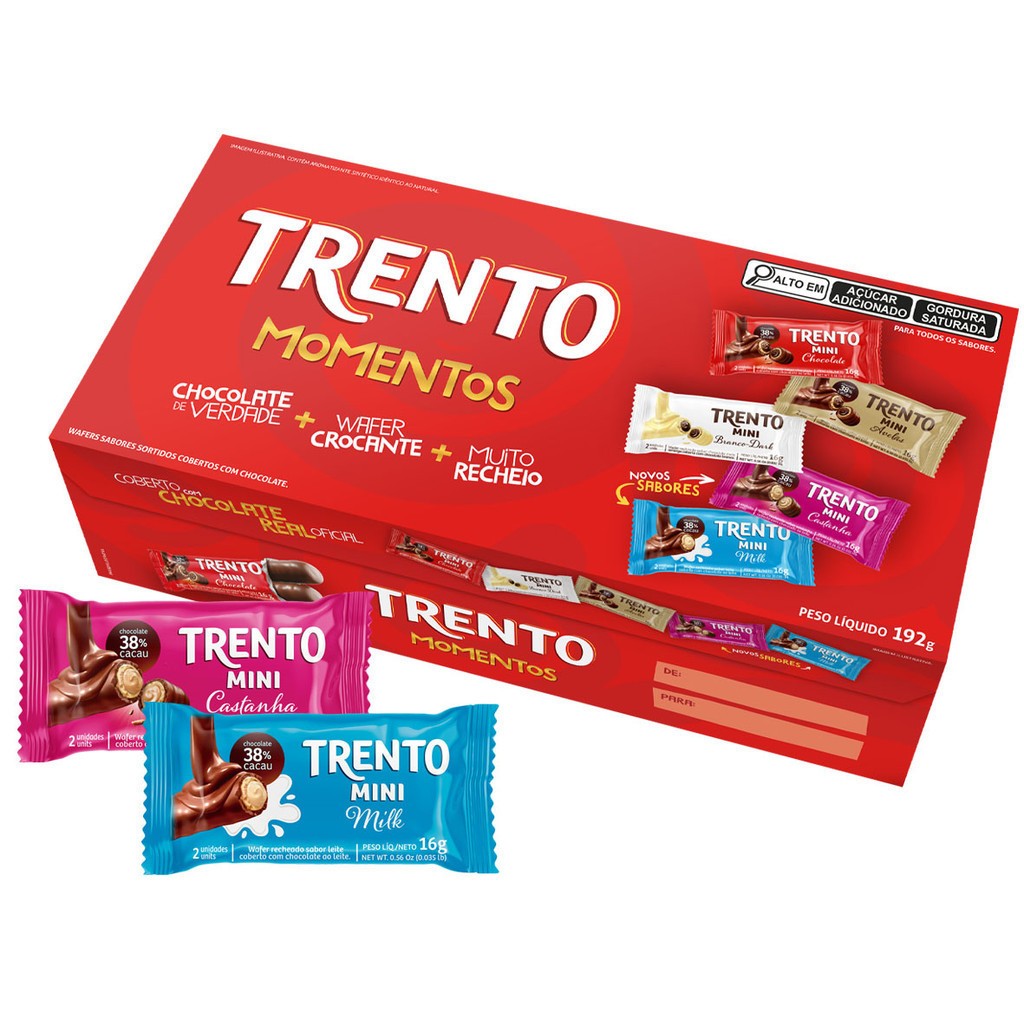 NOVIDADE Caixa de Bombom Trento Momentos c/ 12 unidades 192g em Oferta na Shopee