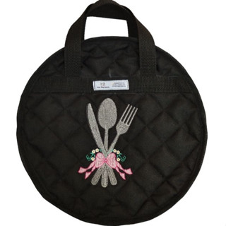 Porta Pratos Redondo com Bordado e Bolso interno com zíper em Oferta na Shopee