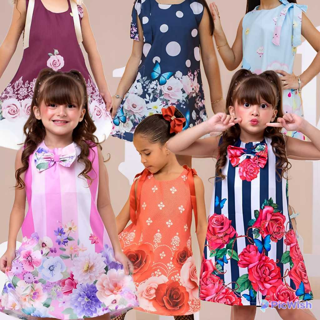 Kit 4 PEÇAS AVULSO SORTIDO VESTIDO INFANTIL FEMININO MENINA LANÇAMENTO