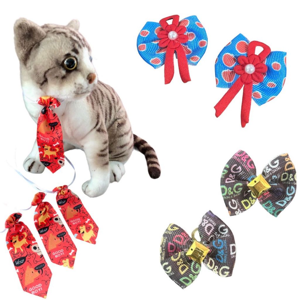 50 Laços Médio para cachorro femea e 30 Gravatas M para cachorro macho. kit de laços e gravatas para pet cachorro gato. banho e tosa/ petshop