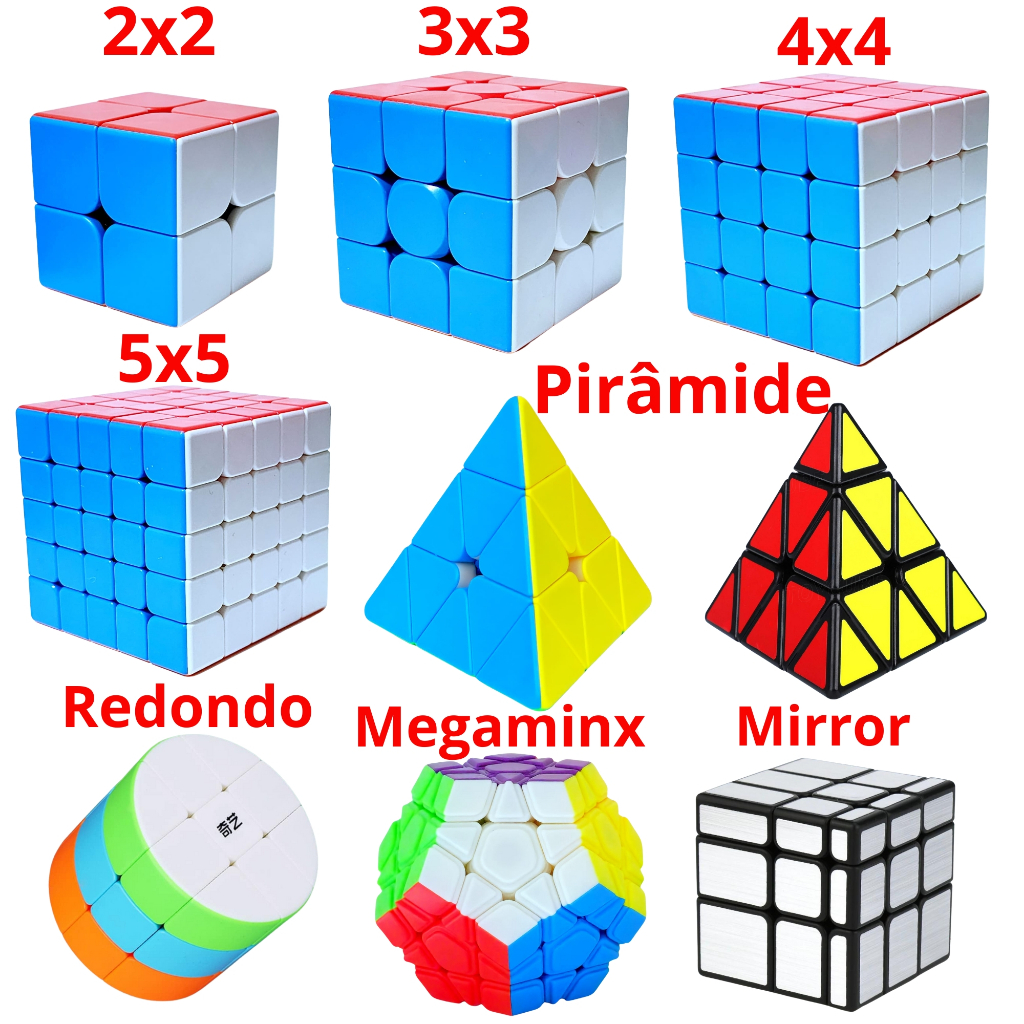 Kit cubo magico 2x2 3x3 4x4x 5x5 6x6 7x7 piramide megaminx redondo mirror magnético 3x3