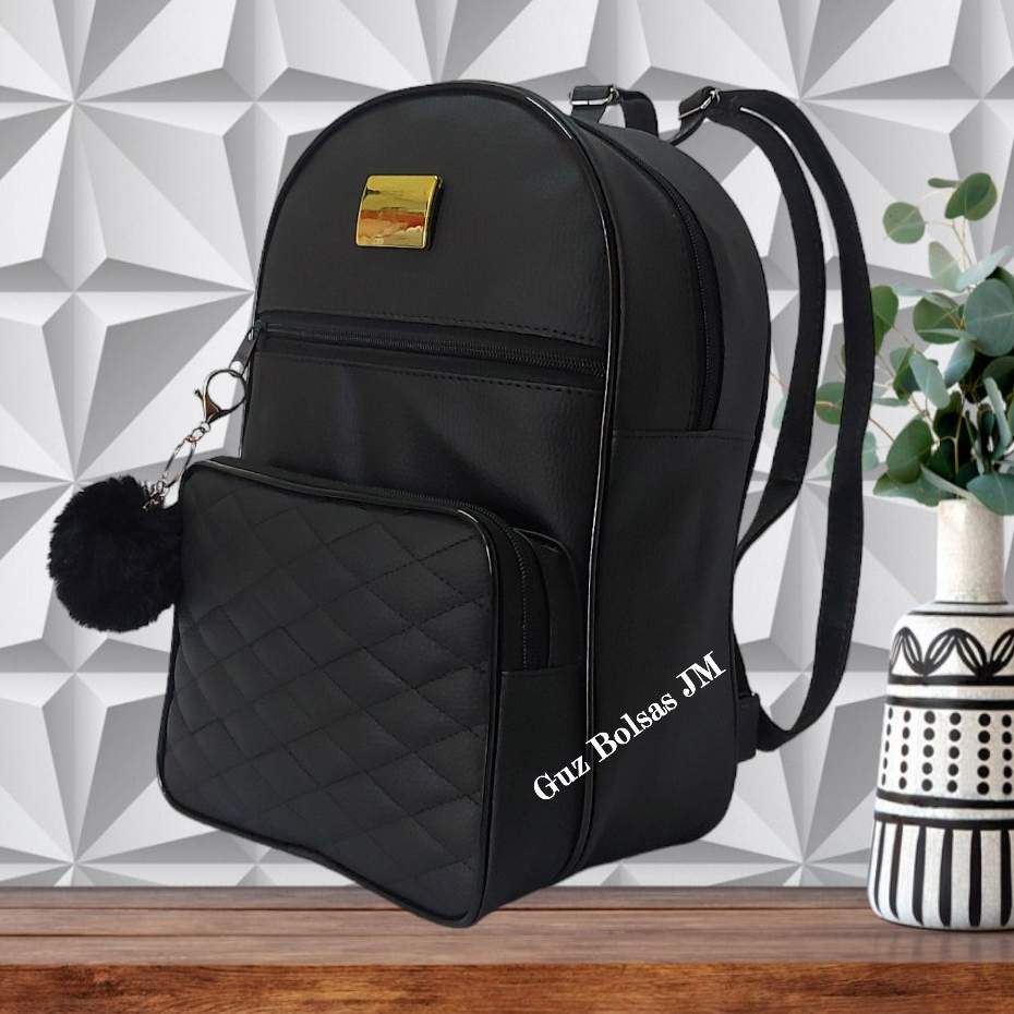 Mochila Feminina Mochilinha Bolsa de Costa c/ Alças Reguláveis + Chaveiro de POMPOM Promoção em Oferta na Shopee