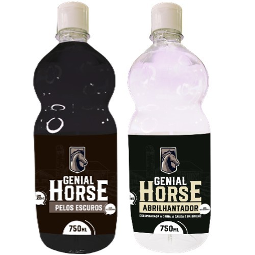 Shampoo Escurecedor Pelos Escuros Equinos Bovinos + Abrilhantador Crinas e Cauda 750ml Genial