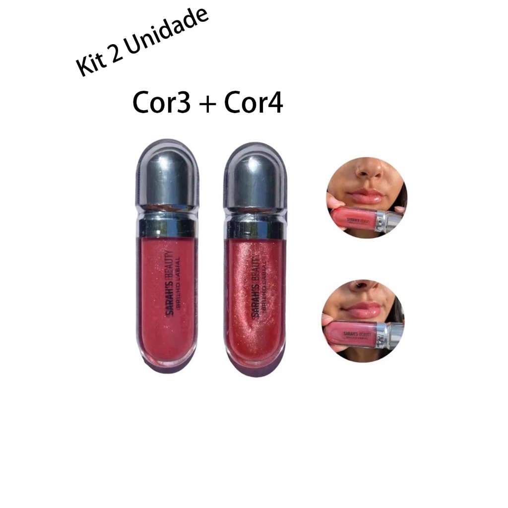 Kit 2 Unidades Lip Gloss Brilho Labial Hydra 3D SARAH'S BEAUTY