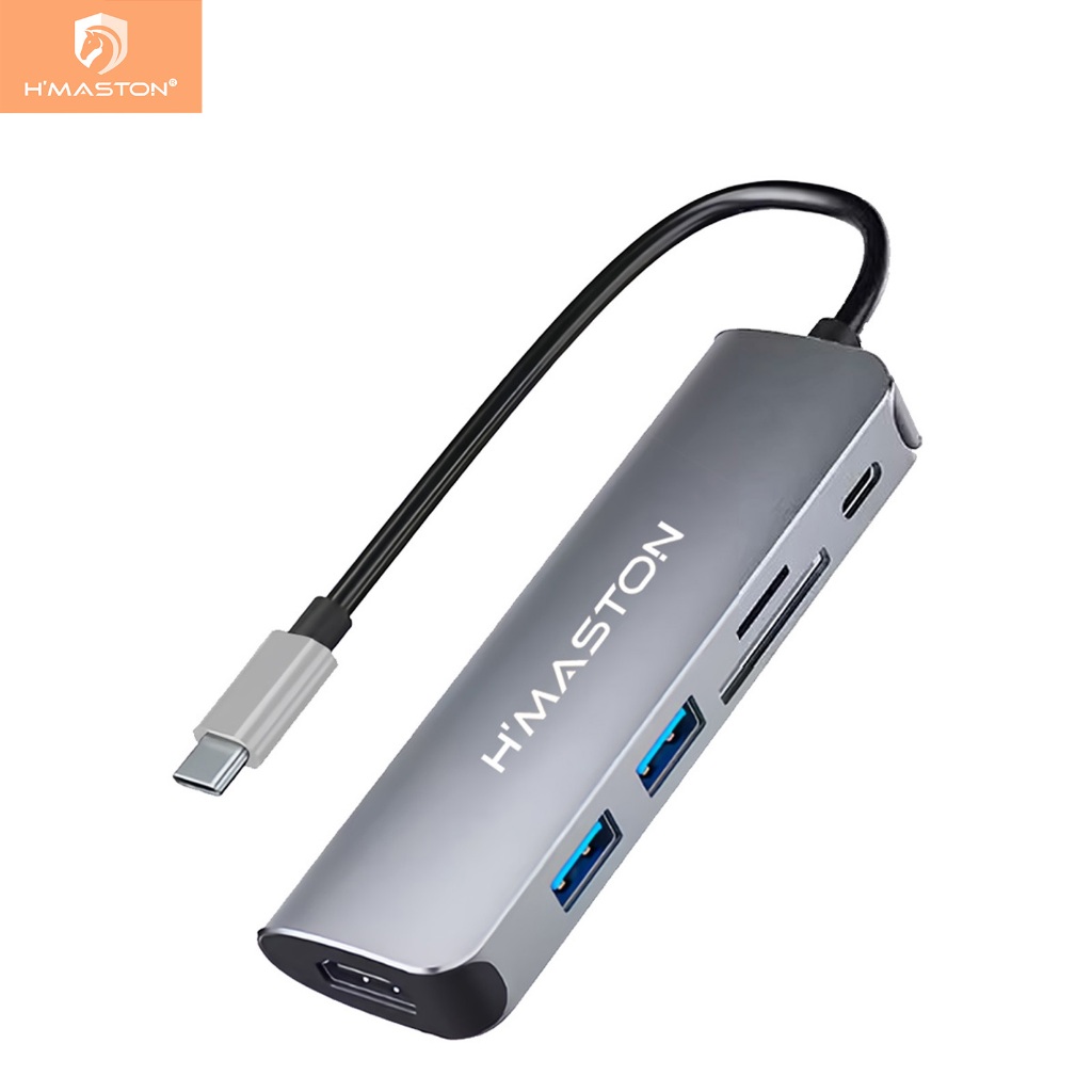 H'maston ZHQ01 Hub Adaptador USB 6 em 1 Tipo C Multiportas Entradas Com Entrada HDMI - Computers & Accessories