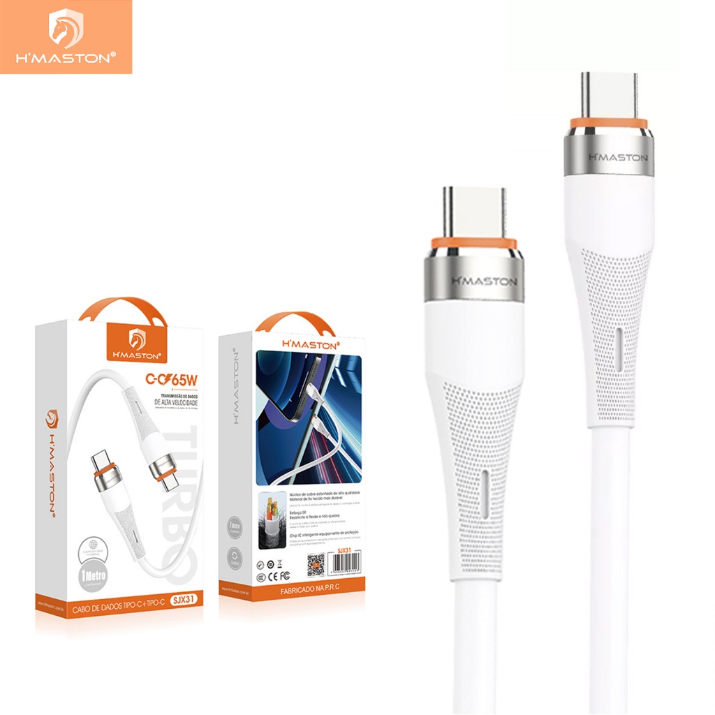 H'maston SJX28/29/30/31 Cabo Carregador Super Rápido Cabo Compativel ComEntrada Tipo-C E Tipo-C em Oferta na Shopee