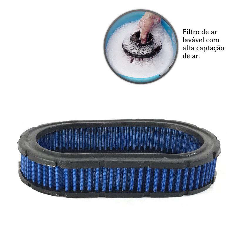 FILTRO DE AR ESPORTIVO ELEMENTO FILTRANTE (FILTRO 40MM) OVAL AZUL SPECTRUM 1400007