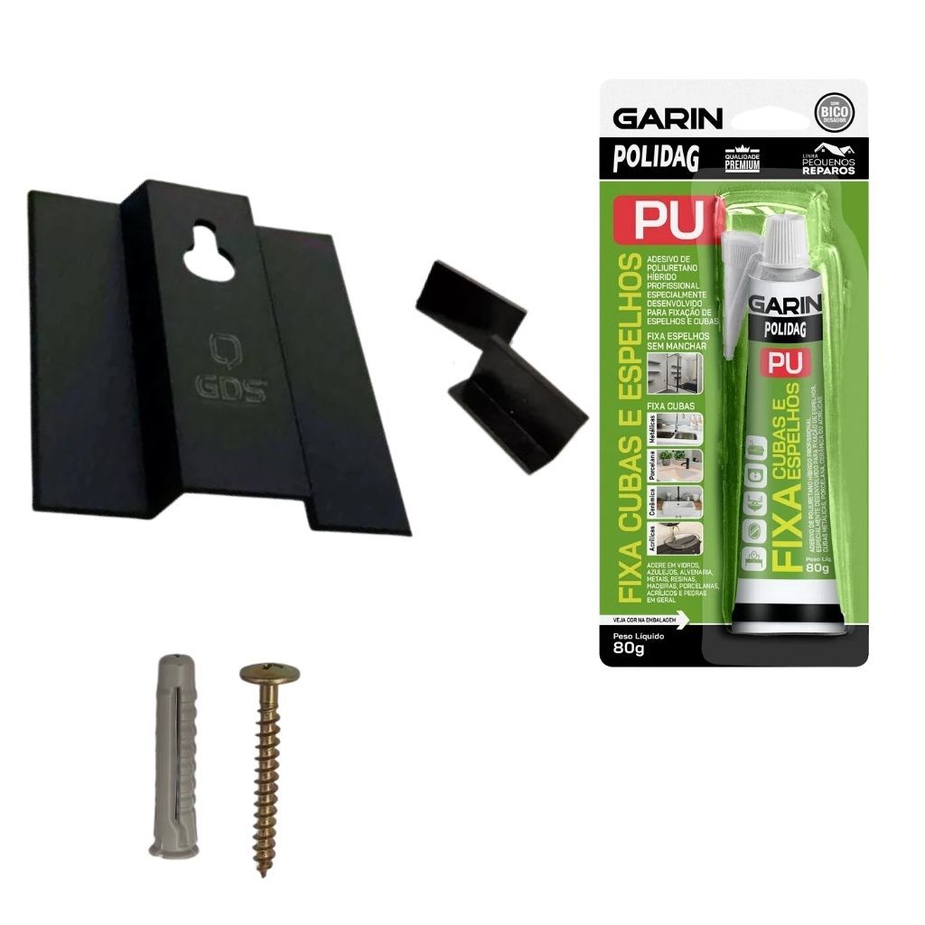 Kit com 1 Suporte Para Espelho com Cola E Parafuso fixa espelho e serve Para Pendurar Quadros e Placas em Oferta na Shopee