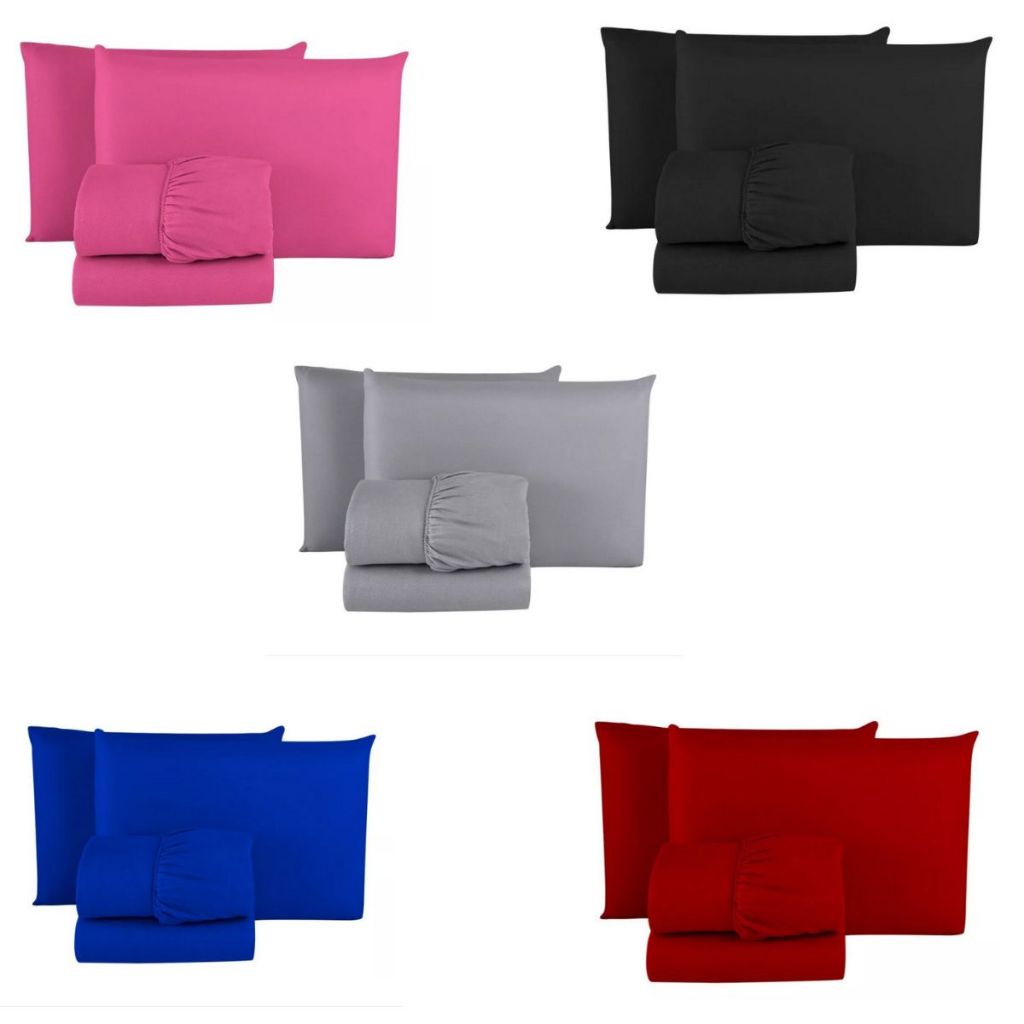 Kit Jogo Lençol De Cama King, Queen, Casal e Solteiro - Lisos Com Elástico - Oferta em Oferta na Shopee