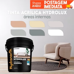 Tinta Acrílica de Acabamento Fosco 15 litros Parede Interior Anti Mofo HYDRONORTH Cores PROMOÇÃO