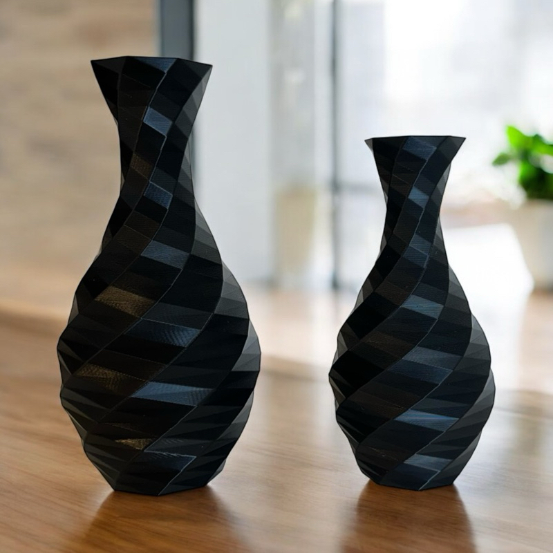 Kit 2 Vasos Decorativos Geométricos Impressão 3D - Varias Cores