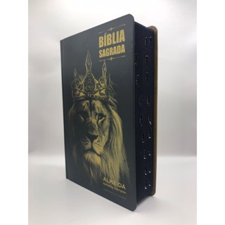 Bíblia Sagrada Tamanho Médio 12,5x19 cm Com Harpa palavras de Jesus em vermelho Ele Vive em Oferta na Shopee