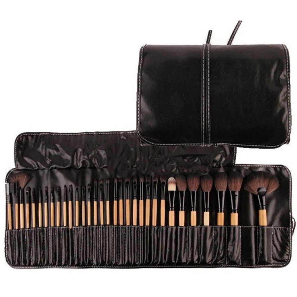 Kit 32 Peças Conjunto De Pincéis De Maquiagem Para Pó Sombra Delineador Lábios com estojo em Oferta na Shopee