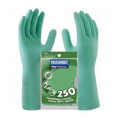 Luva de Látex Natural - Verde Forrada - Mucambo PRO 250 - Kit com 10 pares