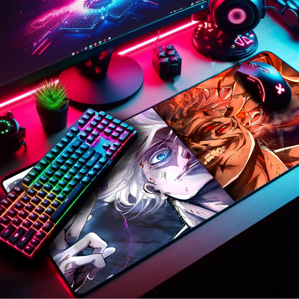 Mouse Pad Gamer Premium Extra Grande 120x60cm Borda Costurada Estampas Feiticeiros JJK