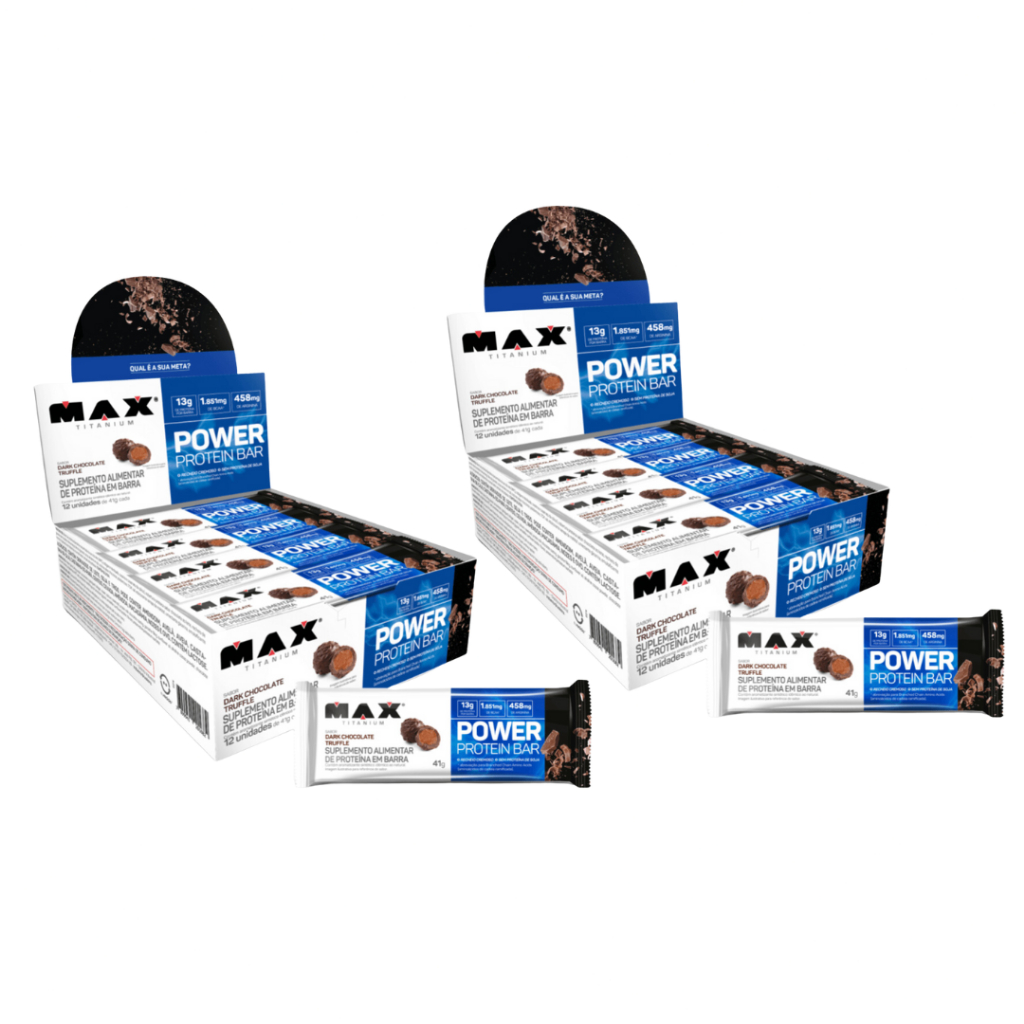 2x Power Protein Whey Bar - Caixa 12 Unidades 41g - Max Titanium