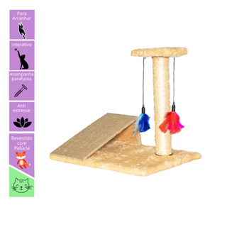 Brinquedo para Gato Arranhador com Pena e Rampa Poste Sisal em Oferta na Shopee