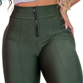 Calça Feminina Lipo NA Suplex Power Com Cinta De Compresão Verde em Oferta na Shopee