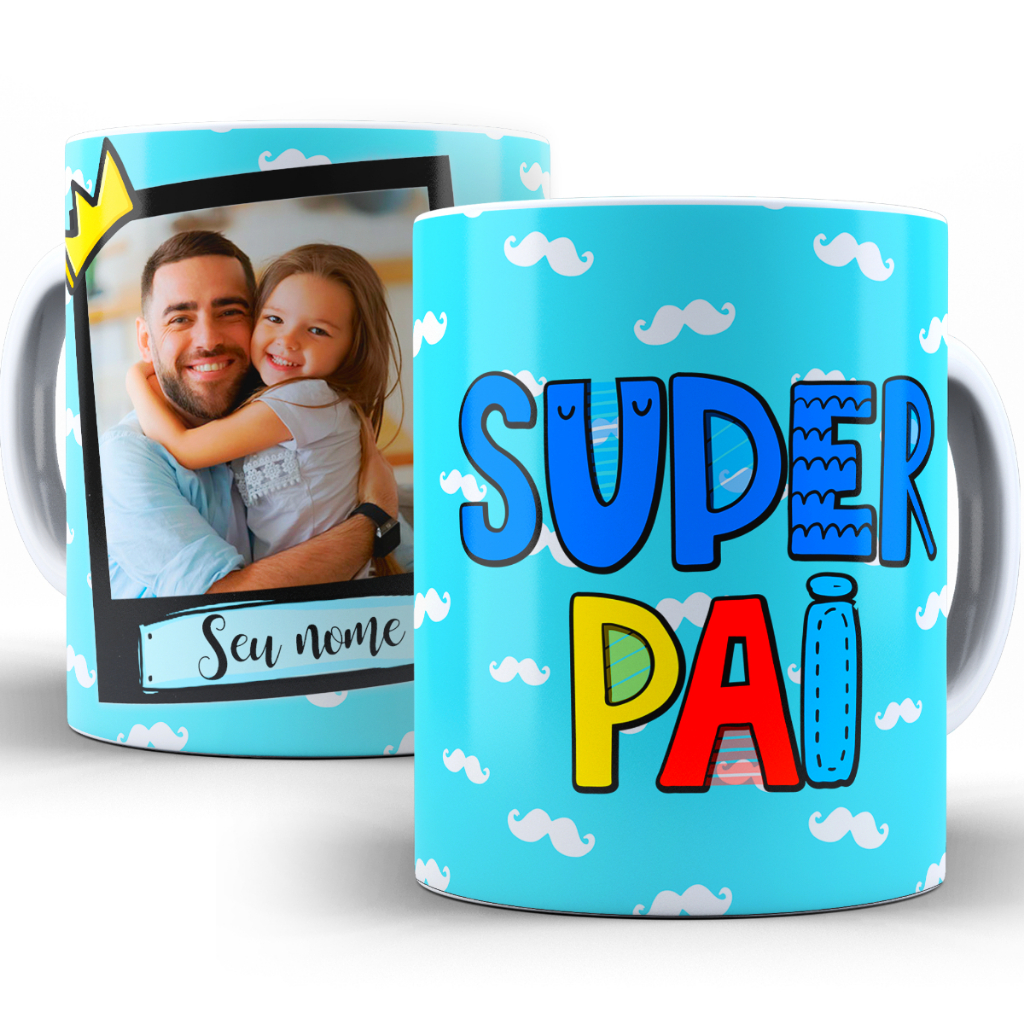 Caneca Presente Dia dos Pais Modelos Com Foto e Nome Personalizada 325 Ml - Oferta