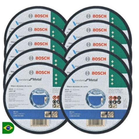 Kit 10 Disco de Corte Metal e Inox STD 4.1/2 x 1 x 22,23 mm Bosch em Oferta na Shopee