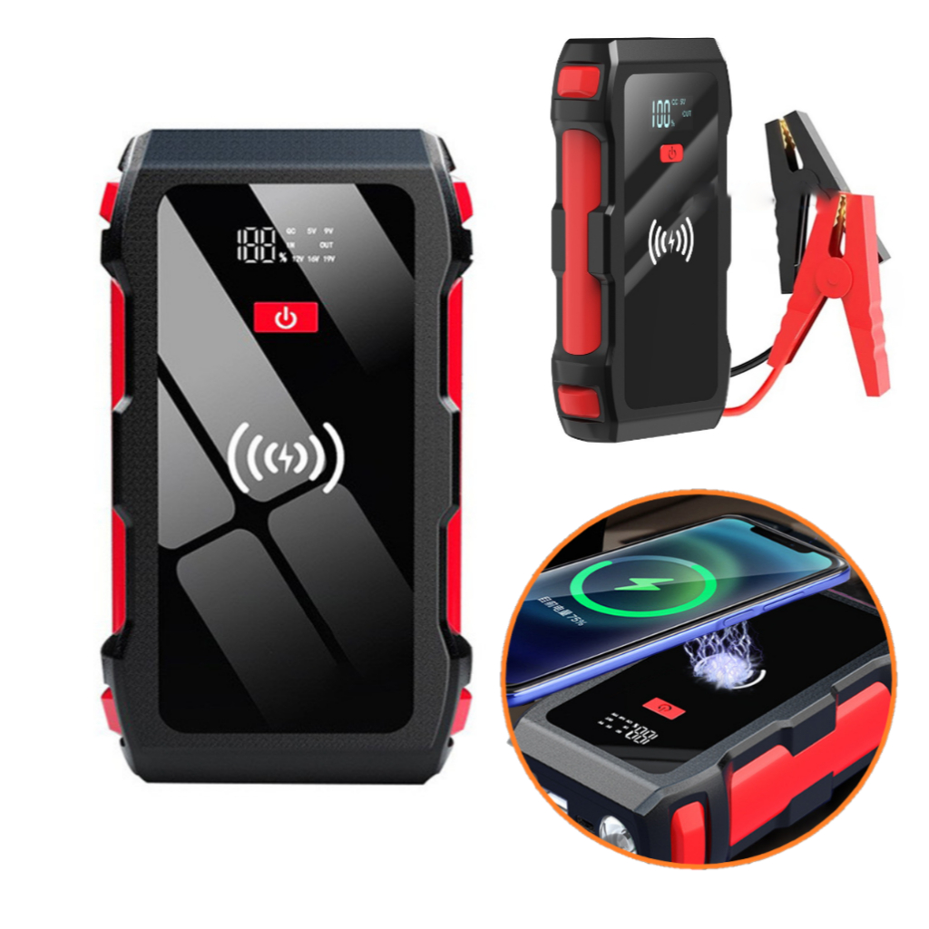Auxiliador Partida PowerBank Bateria Portátil Multifuncional Carregamento Indução 12000mAh...