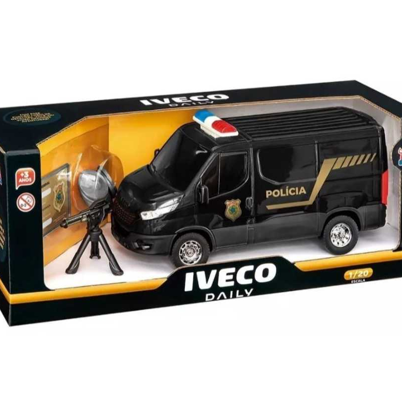 Carrinho Miniatura Van Iveco Daily Policia Com Acessórios Usual