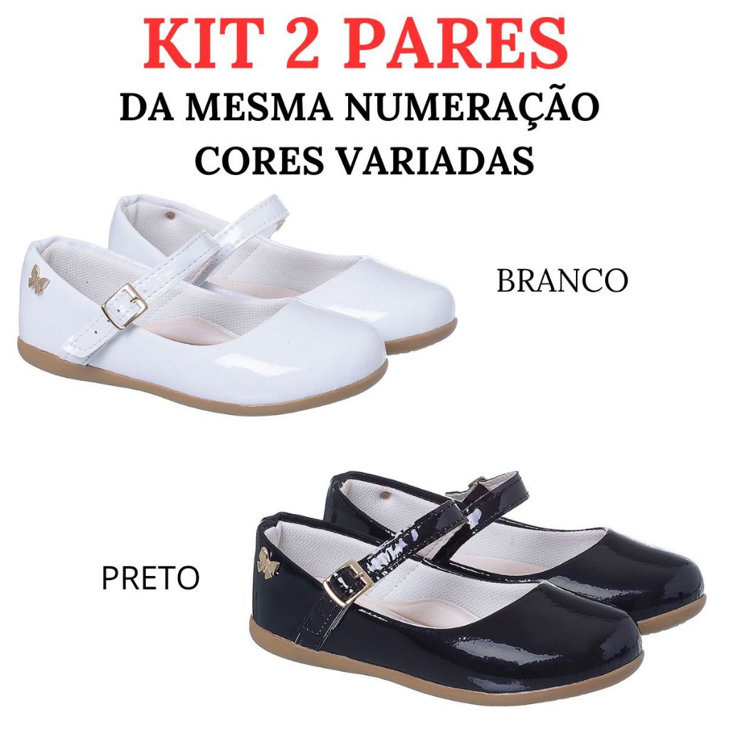 Kit 2 Pares Sapatilha Infantil Menina Verniz Lisa Confortável Boneca Moda Blogueirinha em Oferta na Shopee