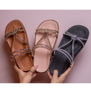 Sandalia Feminina Papete Birken Brilho Strass Jaqueline Costa em Oferta na Shopee