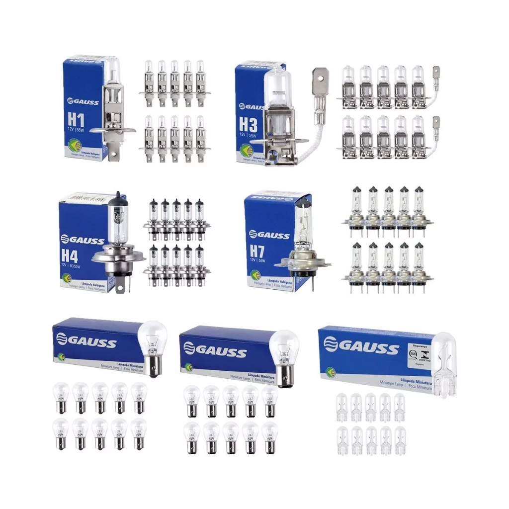 Kit 70 Lampadas Gauss 12v H1/h3/h4/h7/1polo/2polo/pingo