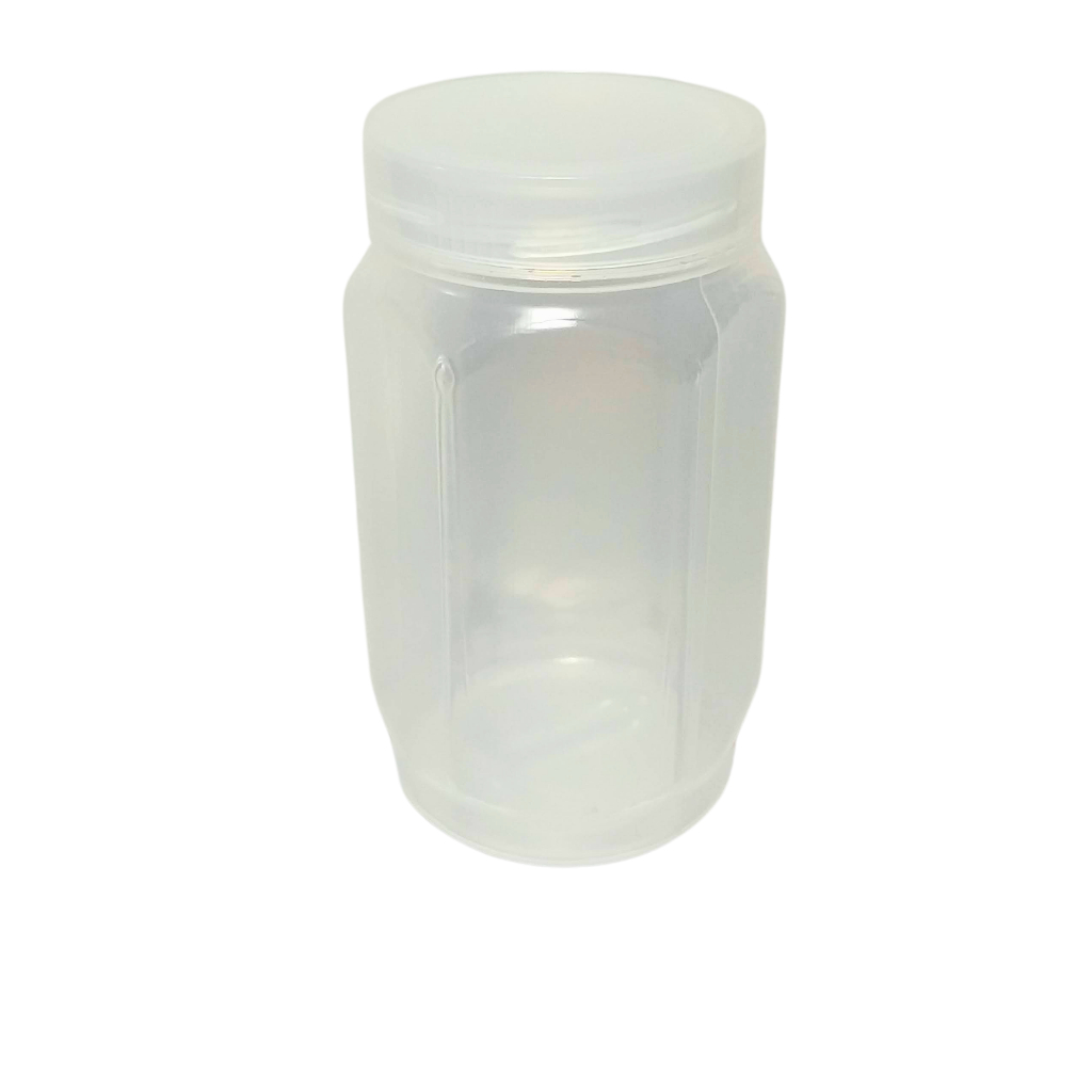 05 Pote Sextavado vazio de plástico de 350ml  C/tampa Plástica Mel