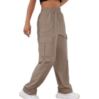 Calça Cargo Tactel Street Skate Larga Bolso  Lateral Unissex Corrente