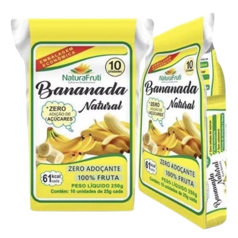 Bananada Tradicional Sem Açúcar 250 g - 10 Unidades por Pacote em Oferta na Shopee