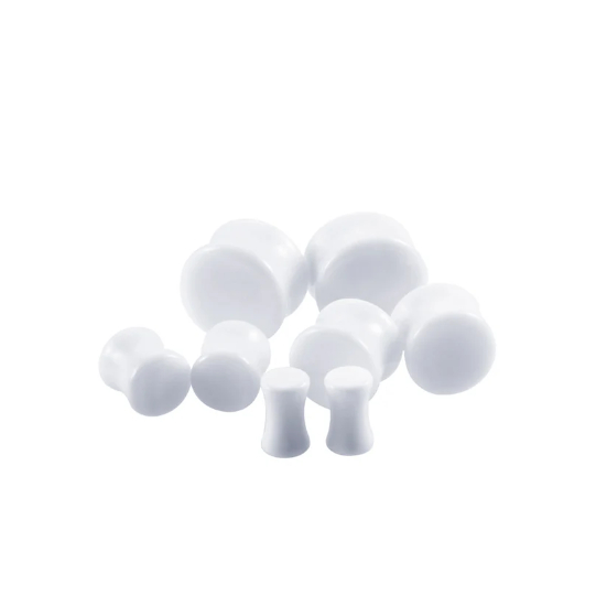 2 Alargador Plug Para Orelha Acrílico Branco Par Piercing