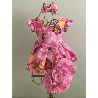 Conjunto Bebê Carinho Macha e o Urso Rosa +faixa de Cabelo