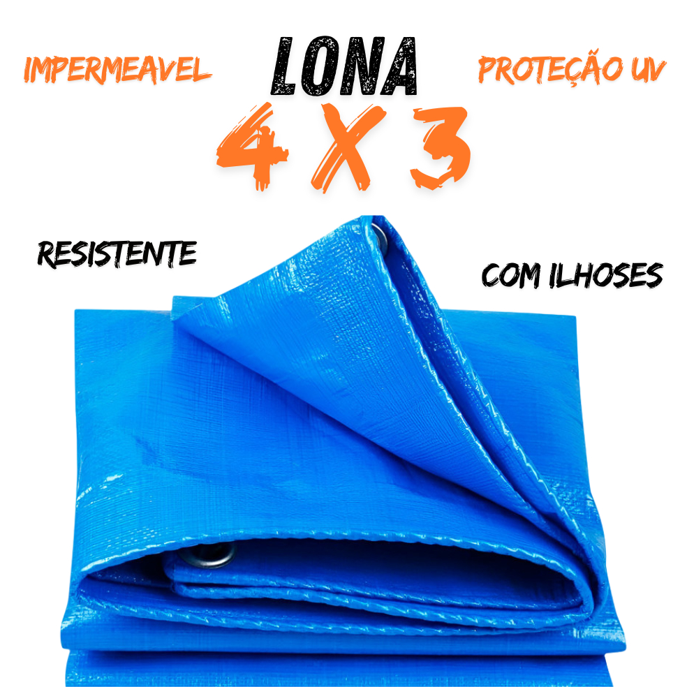 Lona Plástica de Proteção Cobertura Impermeável Azul 4x3 mts Vonder