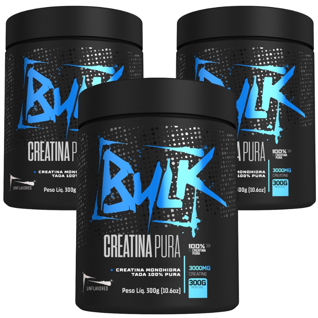 Kit 3x Creatina Monohidratada 100% Pura 300g Aprovada - Bulk Nutrition em Oferta na Shopee