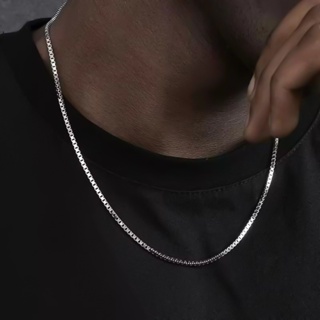 corrente masculina fina cubinho aço inox legitimo prata em Oferta na Shopee