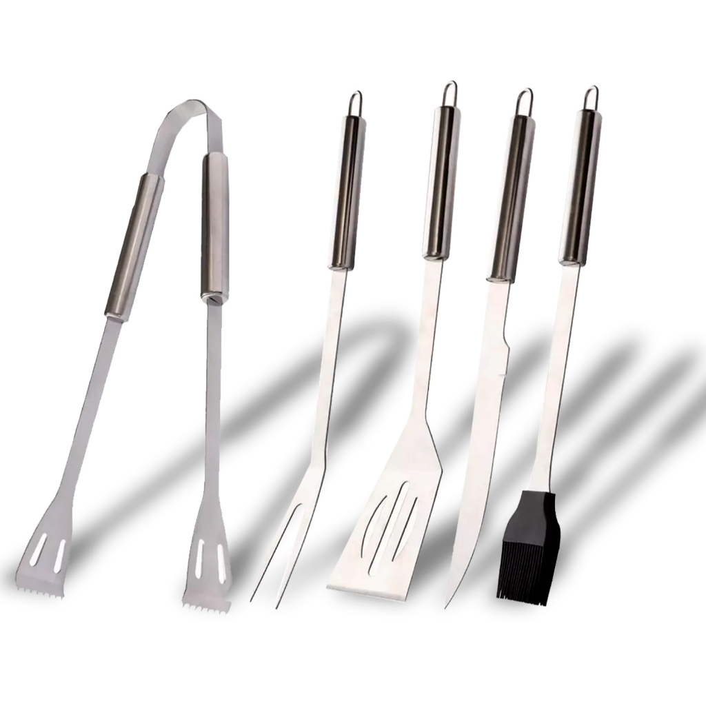 Kit Churrasco 5 Peças Churrasqueiro Faca Garfo Espátula em Oferta na Shopee