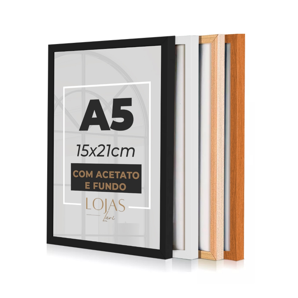 Kit 5 Molduras A5 15x21cm com acetato Para Quadro Certificado Quadro Foto Poster