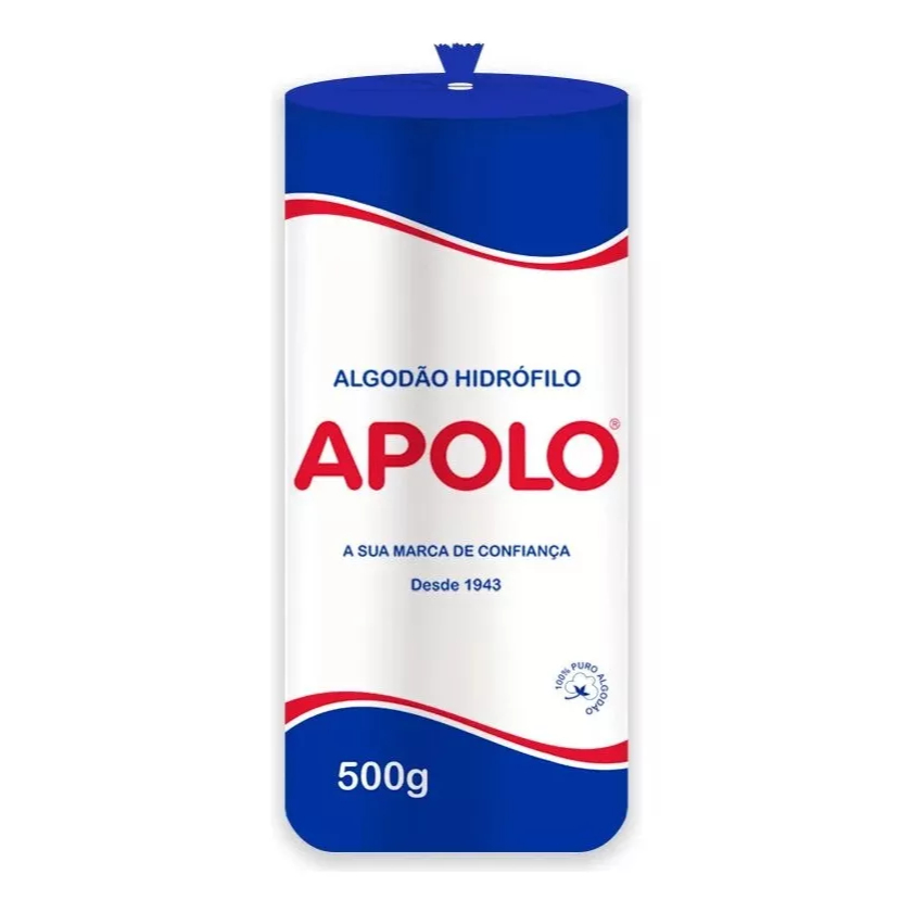 Algodão Hidrófilo APOLO 100% algodão 500g ou 250g