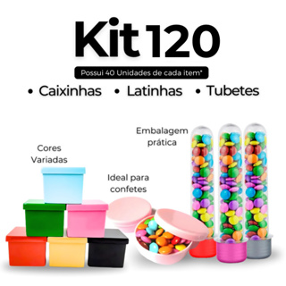 Kit Festa 120 ITENS - 40 Caixinhas + 40 Latinhas+ 40 Tubetes - Lembrancinhas Aniversário em Oferta na Shopee