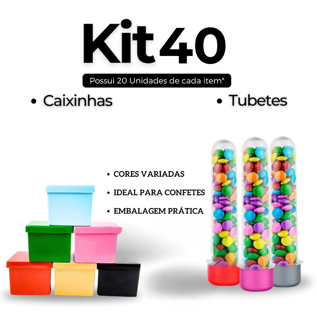 Kit 40 ITENS - 20 Tubetes + 20 Caixinhas  - Festa Decoração Lembrancinhas Aniversário