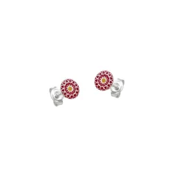 Brinco Feminino de Prata 925 Mandala Vermelho
