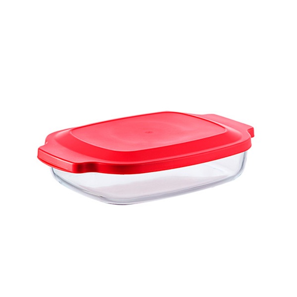 Travessa De Vidro Retangular C/ Tampa Diamond - 2000ml