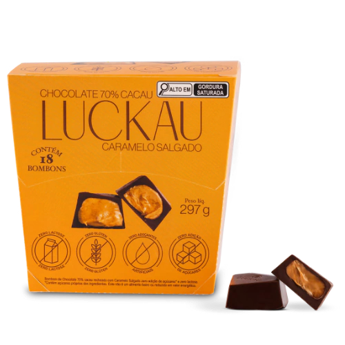 Display Bombom 70% c Caramelo Salgado SEM GLÚTEN SEM LACTOSE SEM AÇÚCAR -18 unidades de 16,5g - 297g em Oferta na Shopee