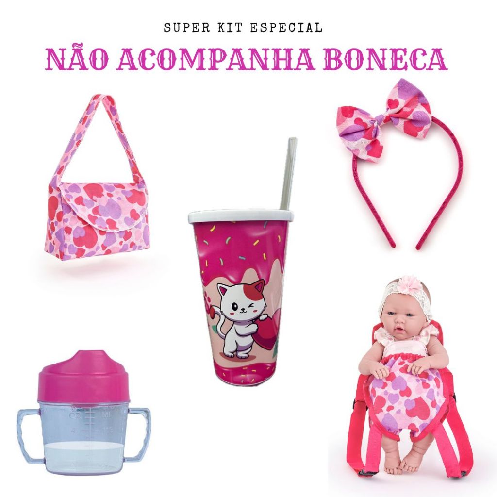 Canguru e Acessórios para boneca kit especial baby bebê reborn infantil meninas brincar alive