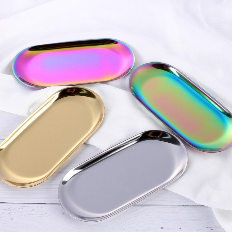 Bandeja De Armazenamento Exibição Decoração Metal Luxo Pequenos Itens Jóias Comida em Oferta na Shopee