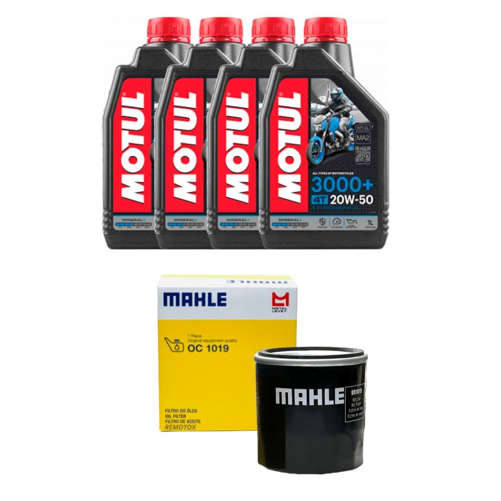 Kit Óleo Motor 4t 20w50 Motul 3000 4L + Filtro de óleo Metal Leve Cb600F HORNET Até 2007