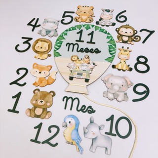 Kit Mesversario Safari Balão Verde - 29 Itens Para Fotos Mensais Menino em Oferta na Shopee