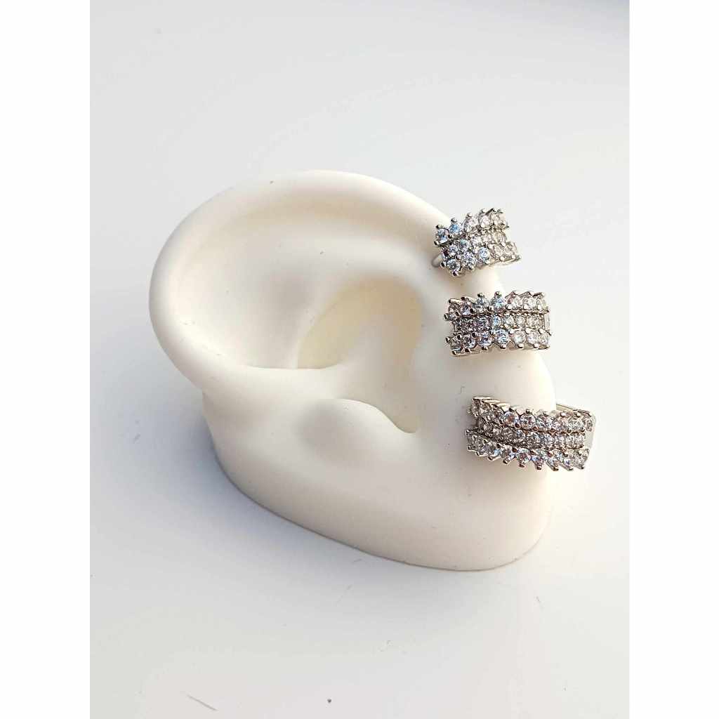 Brinco Feminino de Argolinha de Zirconia (Trio).
